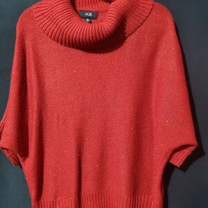 AGB Women's Vibrant Red Cowl Neck Sweater